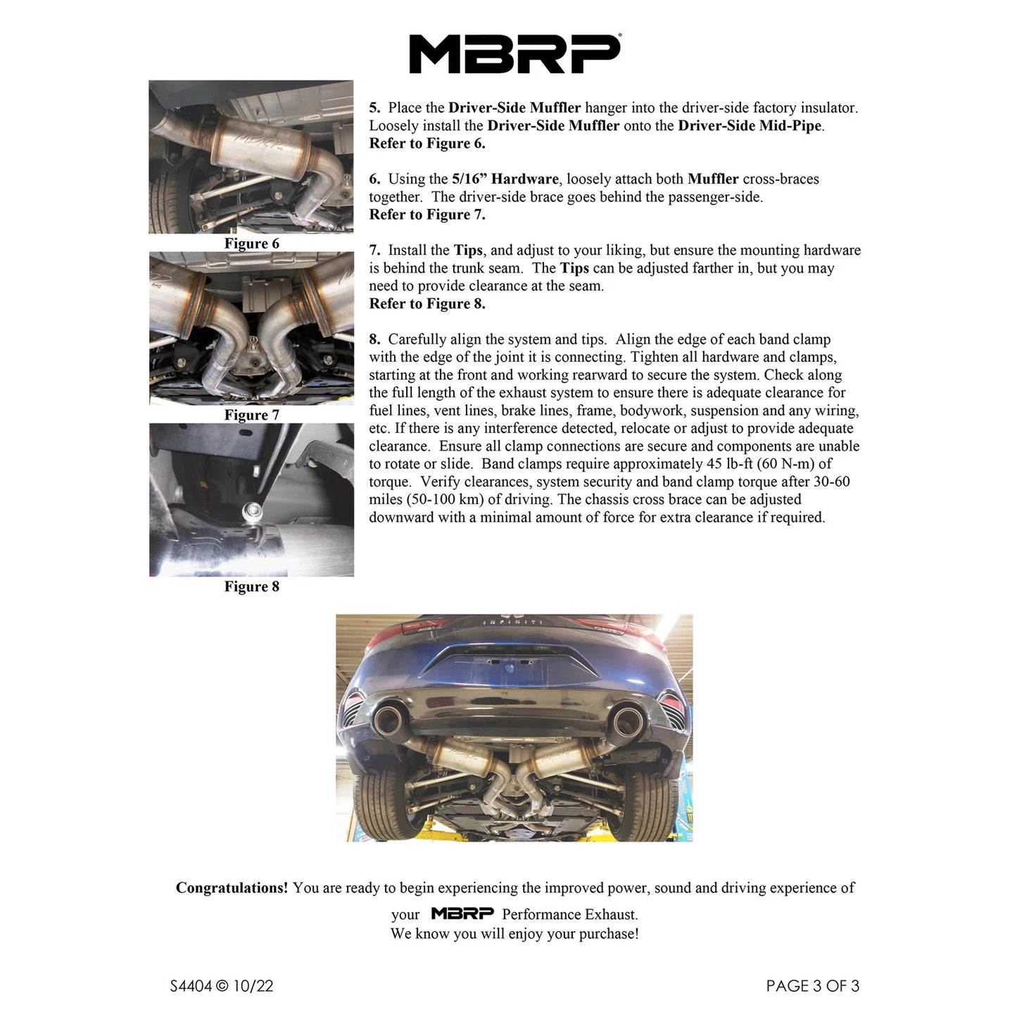 MBRP 17-19 Infiniti Q60 3.0L RWD/AWD Cat Back Dual Rear