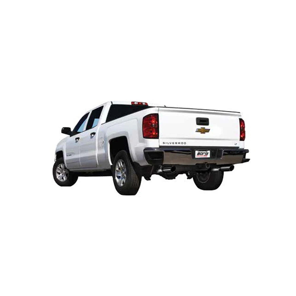 Borla 14 Sierra 1500 C/B S-Type Exhaust/2.75in Into Dual 2.25in Out 4in Split Rear Exit-Black Chrome