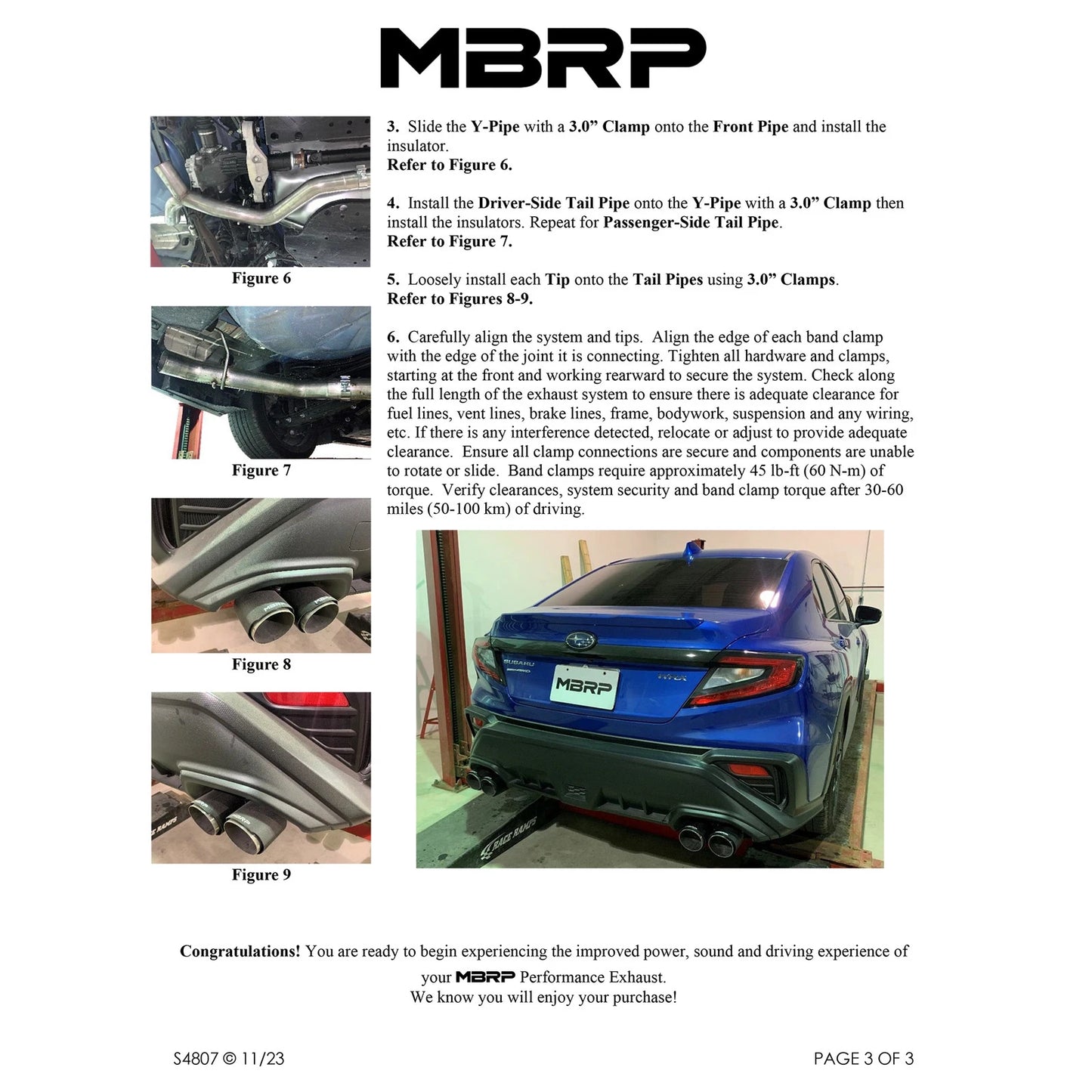 MBRP 2022+ Subaru WRX 3in Cat-Back Dual Split Rear Quad Tips Race Profile Exhaust
