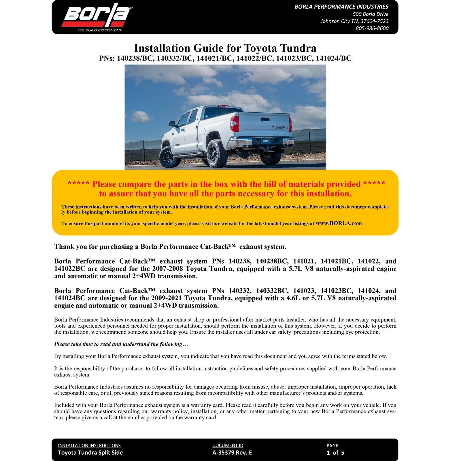 Borla 07-08 Toyota Tundra 5.7L ATAK Cat-Back Exhaust - 4in Stainless Tips