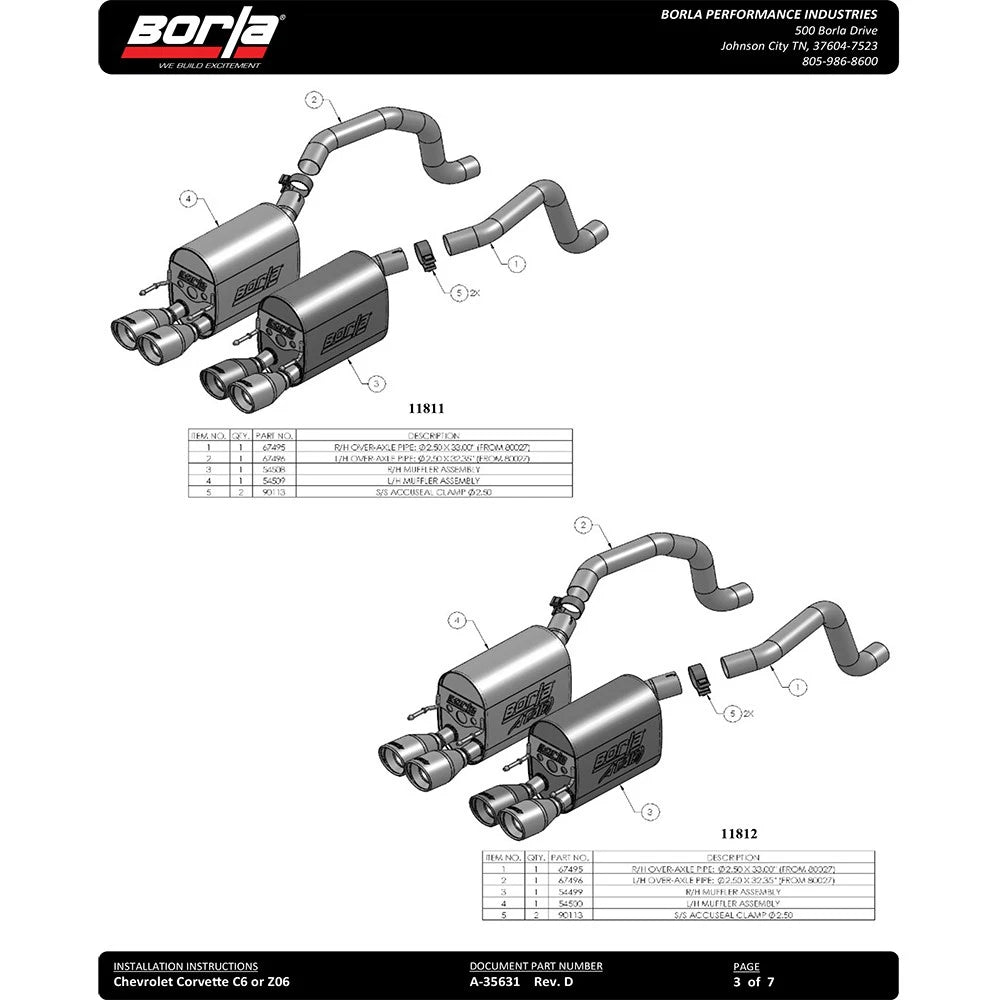 Borla 05-08 Chevrolet Corvette Coupe/Conv 6.0L/6.2L 8cyl Aggressive ATAK Exhaust (rear section only)
