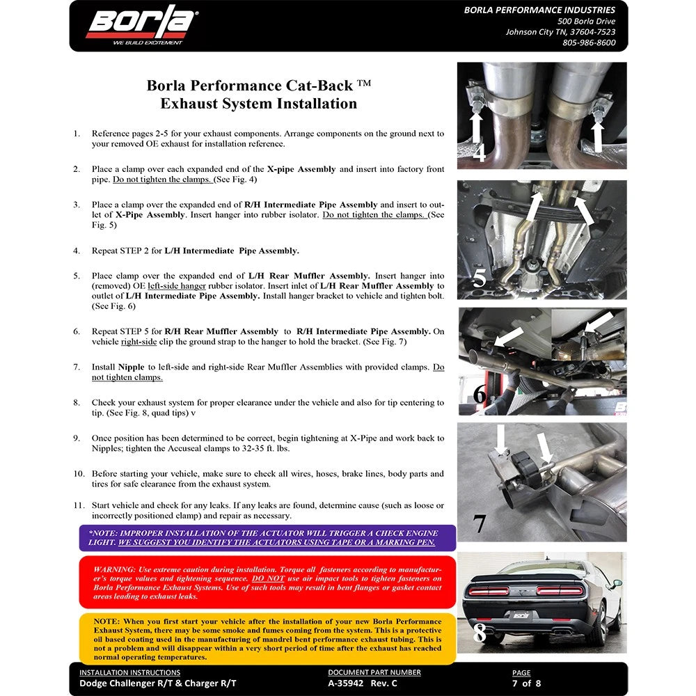 Borla 2017 Dodge Charger R/T 5.7L ATAK Catback Exhaust w/o Tips (w/MDS Valves ONLY)