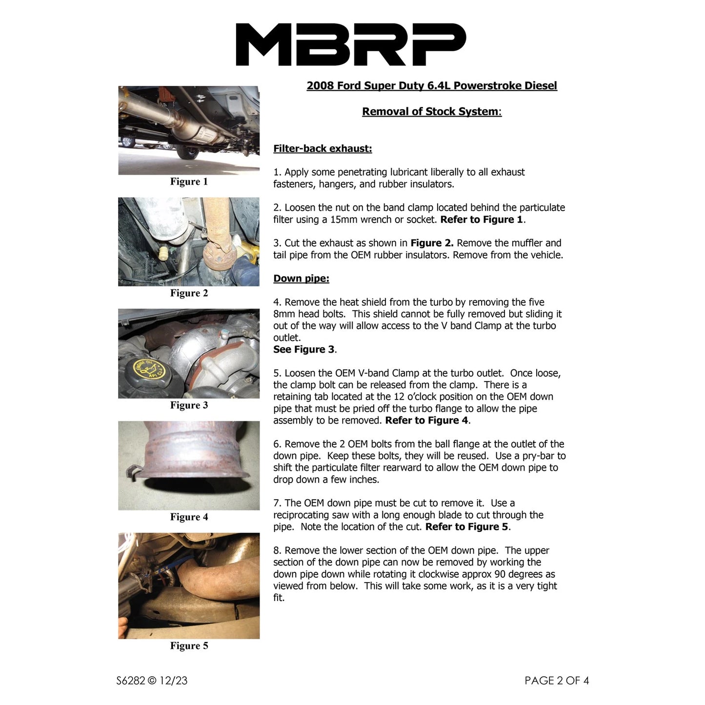 MBRP 08-10 Ford 6.4L F250/350/450 4 inch Filter Back Single Side Exit Aluminum and Down Pipe