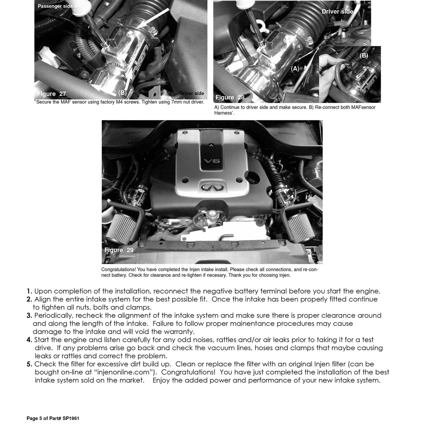 Injen 12 Infiniti G25 2.5L V6 Dual Black Short Ram Intake w/ MR Technology