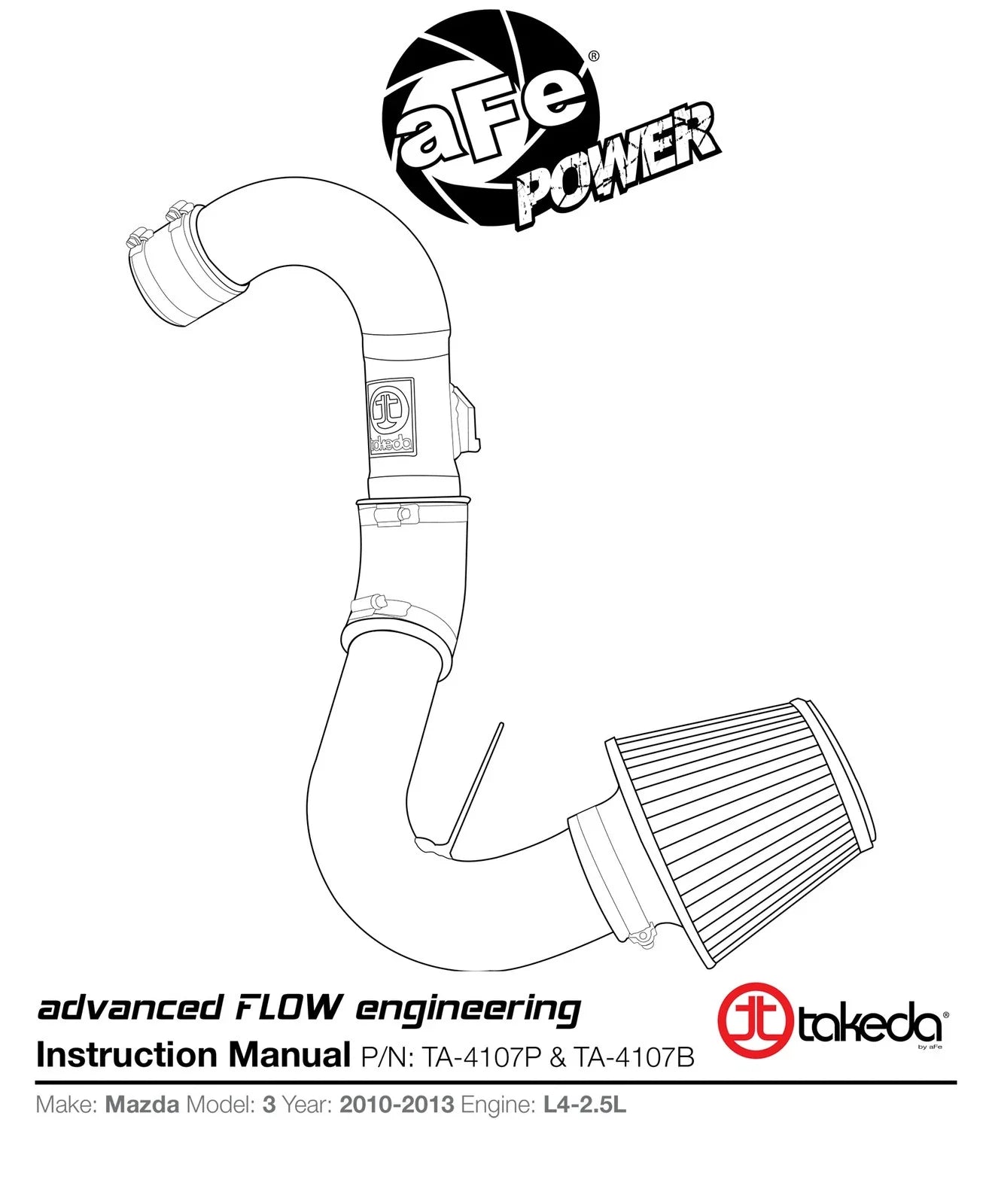 aFe Takeda Intakes Stage-2 PDS AIS PDS Mazda 3 10-11 L4-2.5L (blk)