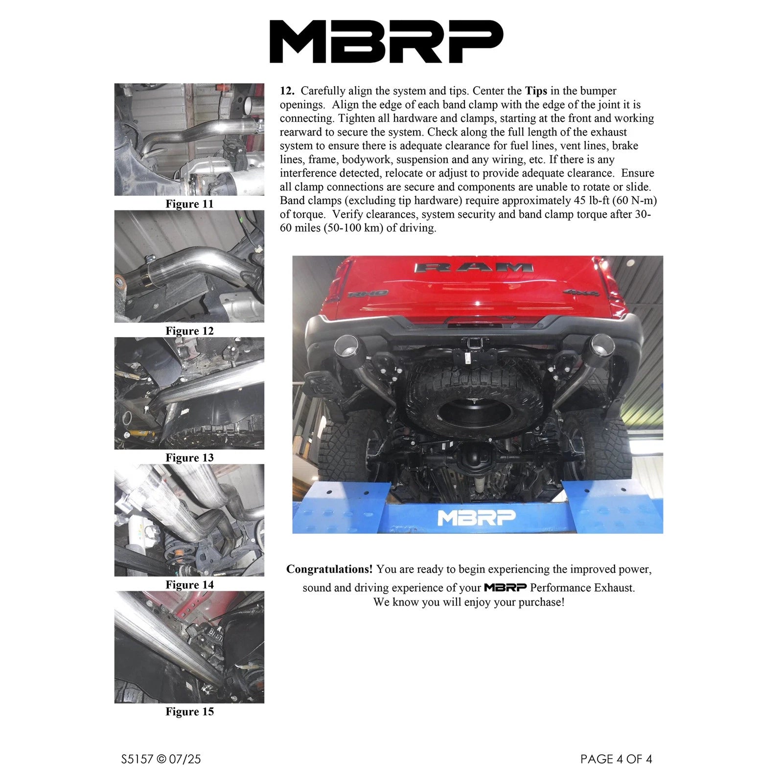 MBRP 2025 RAM RHO 3in Dual Split Rear Cat Back w/ Carbon Fiber Tips - T304