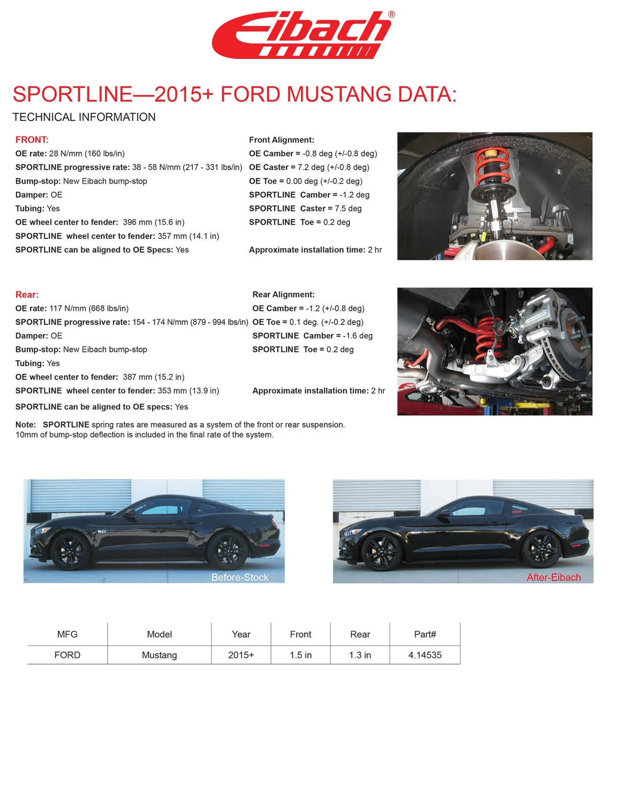 Eibach Sportline Kit for 2015 Mustang GT 5.0L V8