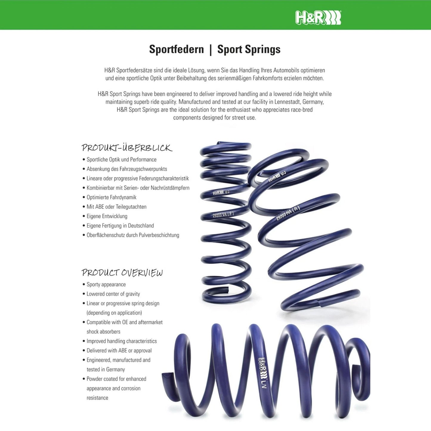 H&R 92-95 Mercedes-Benz E320 Cabrio W124 Cabrio Sport Spring (w/o Self-Leveling)