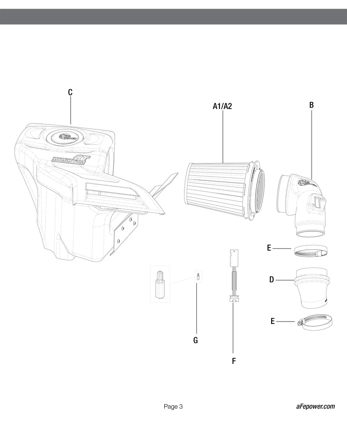 aFe Momentum GT Intakes Stage-2 P5R AIS 9-16 Audi A4 (B8) L4-2.0L