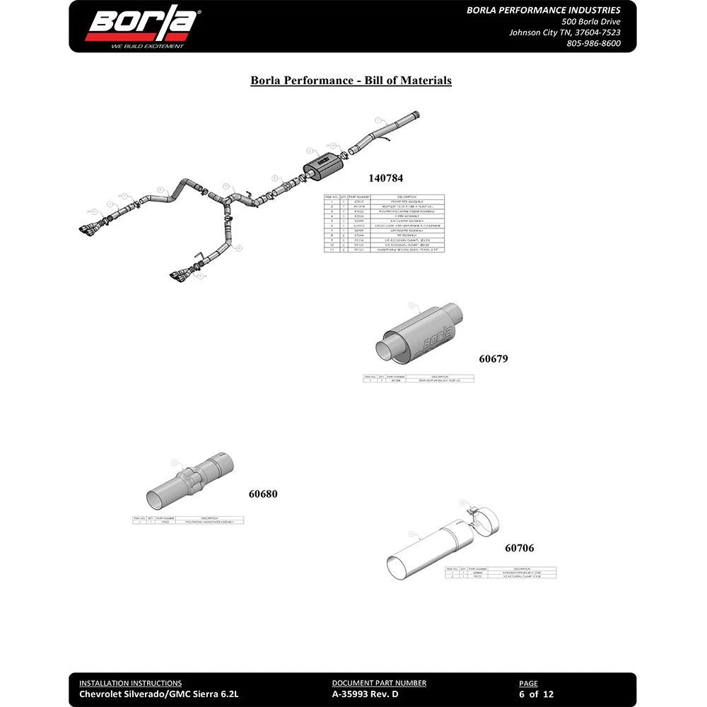 Borla 19 Chevrolet Silverado/GMC Sierra 1500 6.2L SS ATAK Catback Exhaust w/ Factory Tips