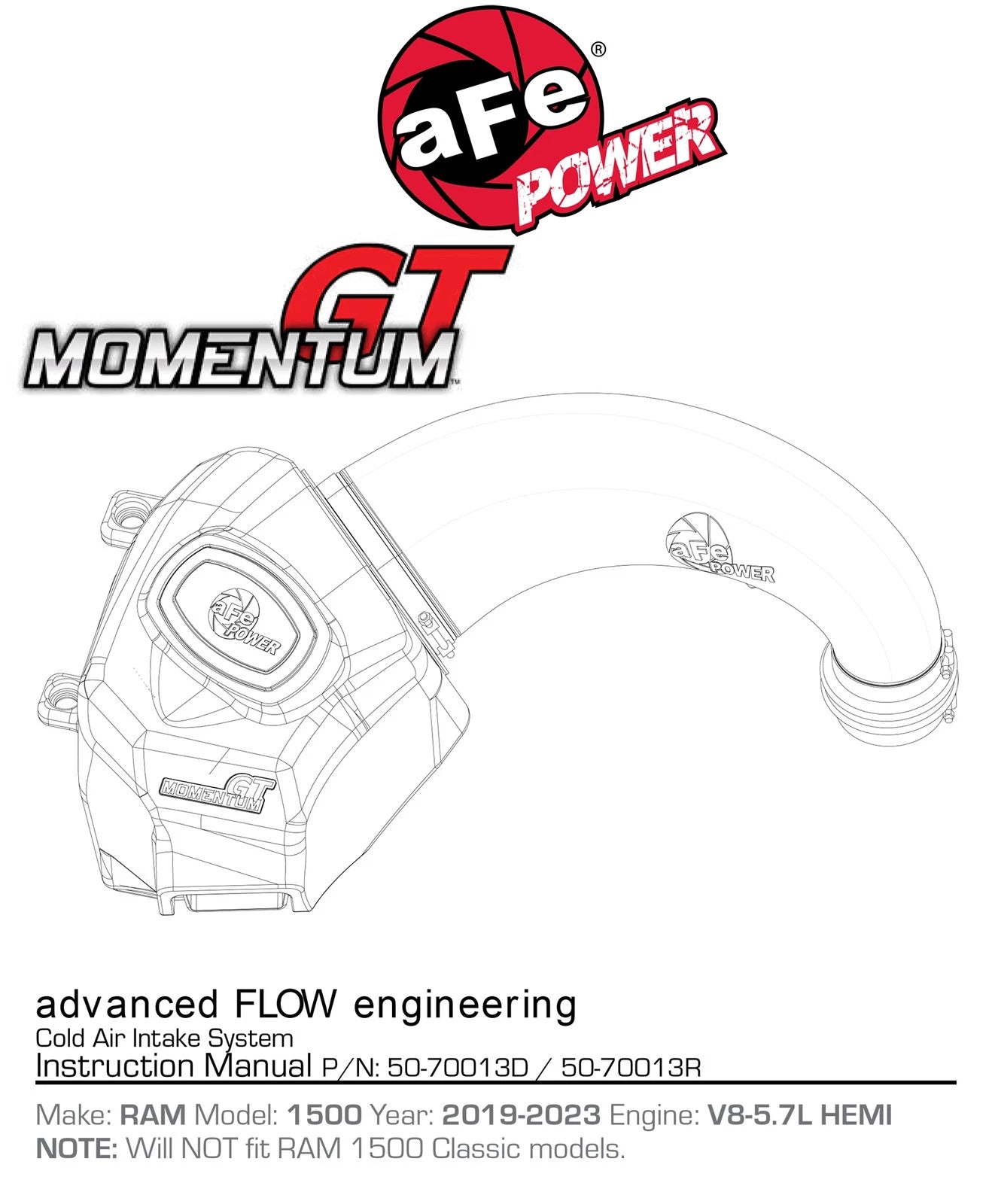 aFe Momentum GT Pro 5R Intake System 2019 Dodge RAM 1500 V8-5.7L