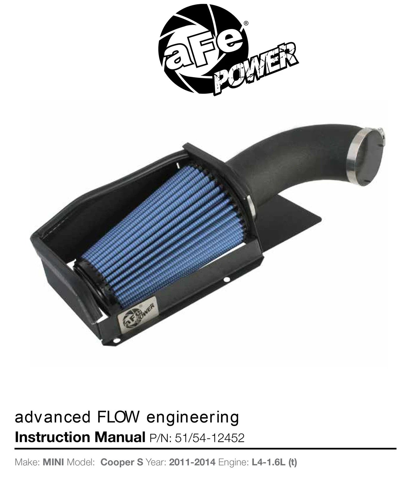 aFe MagnumFORCE Intake Stage-2 Pro DRY S 11-13 Mini Cooper S L4-1.6L (Turbo)
