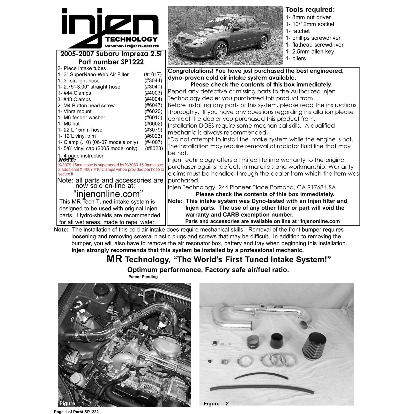 Injen 05-07 Subaru Impreza RS 2.5L-4cyl Black Cold Air Intake
