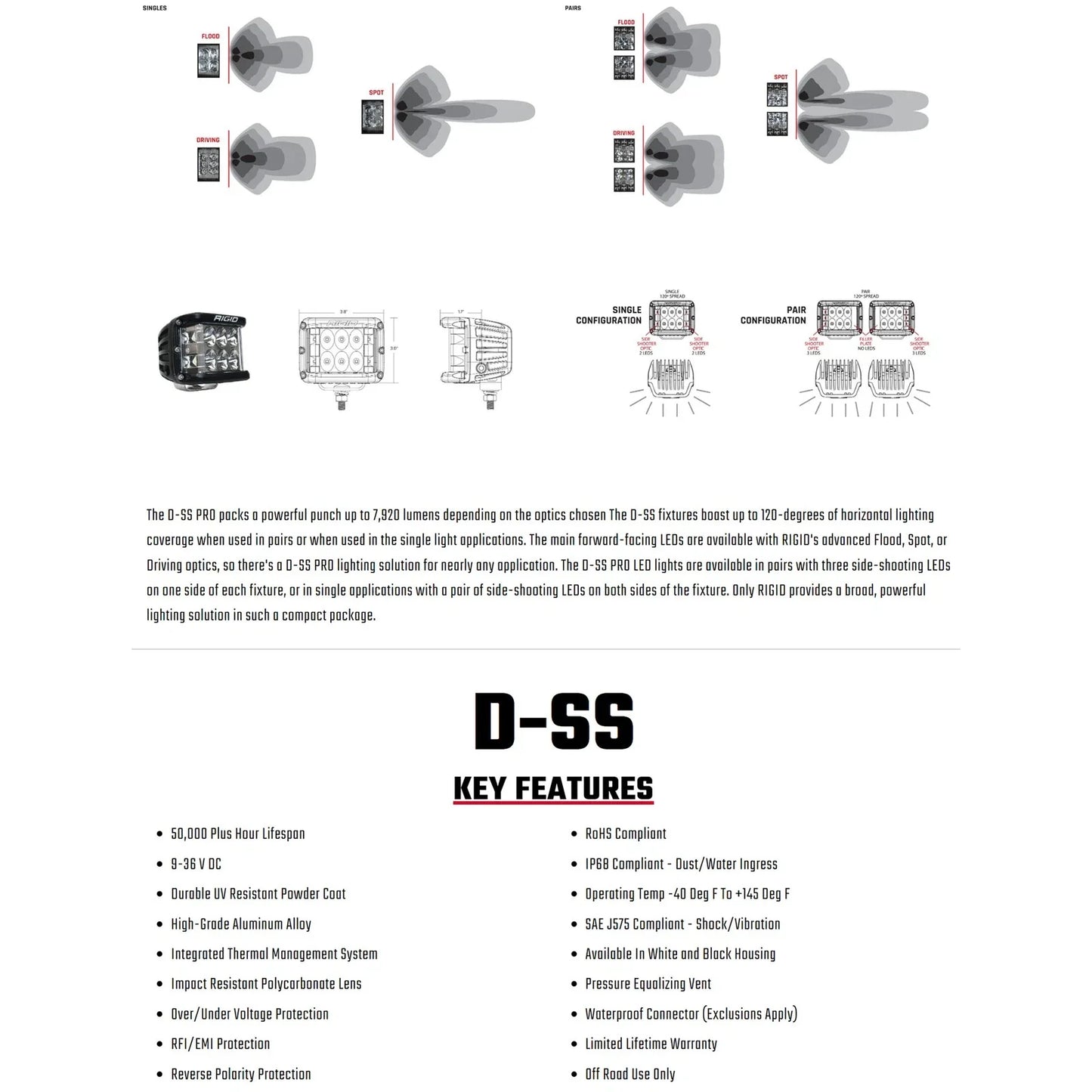Rigid Industries D-SS - Driving - Single - Black Housing