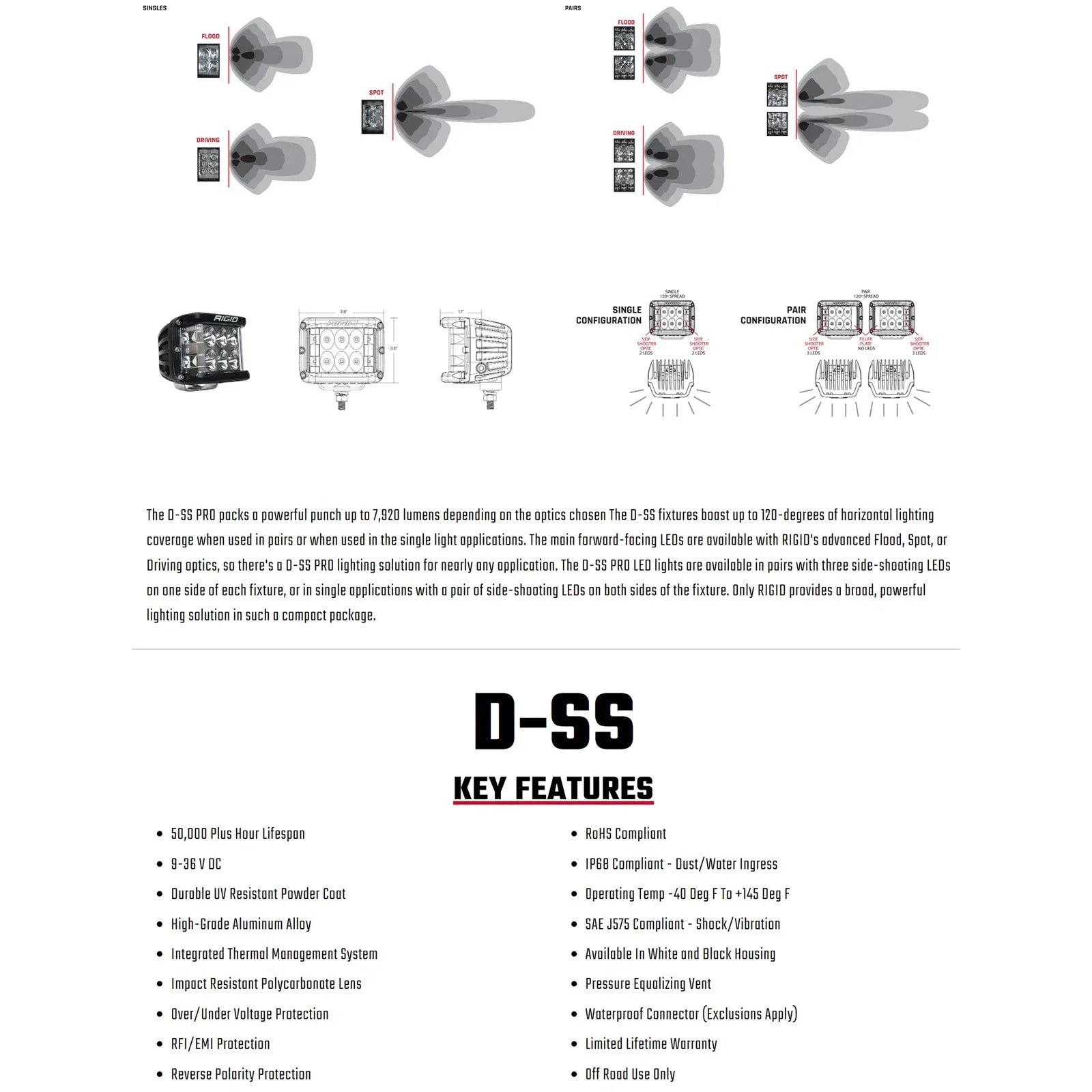 Rigid Industries D-SS - Driving - Single - Black Housing