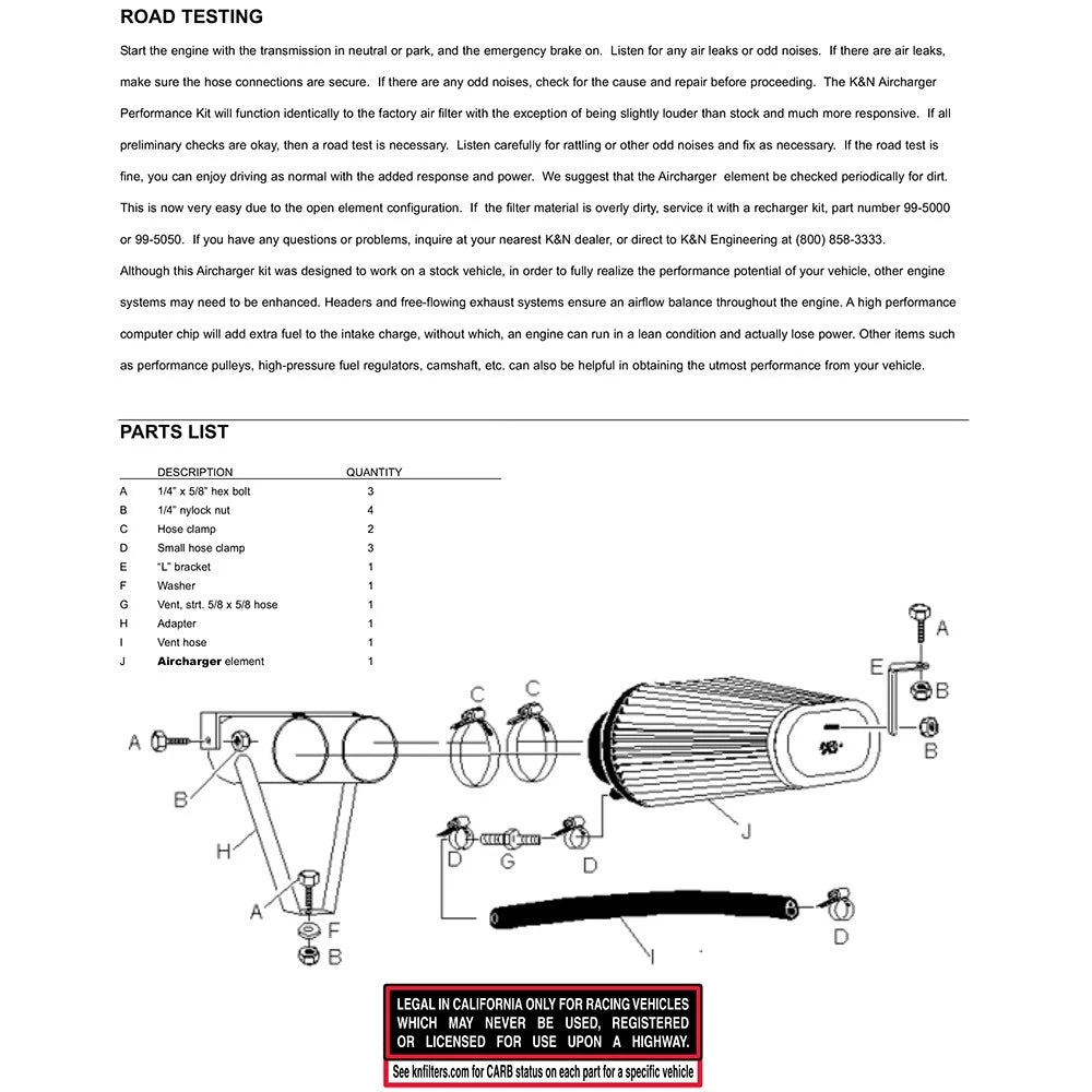 K&N Ford Bronco P/U AirCharger Performance Intake