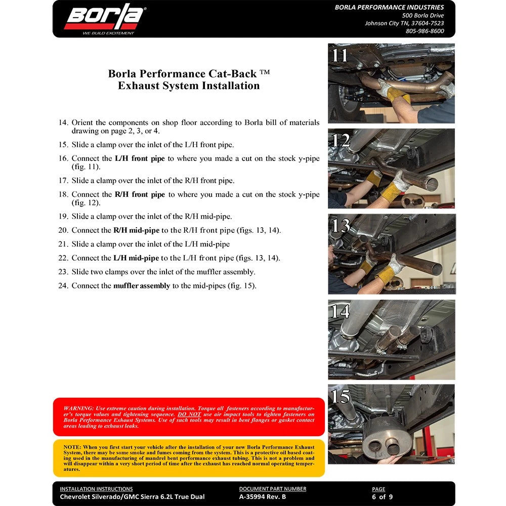Borla 2019 Chevrolet Silverado / GMC Sierra 1500 S Type Catback Exhaust - 2.75in Pipe Diameter