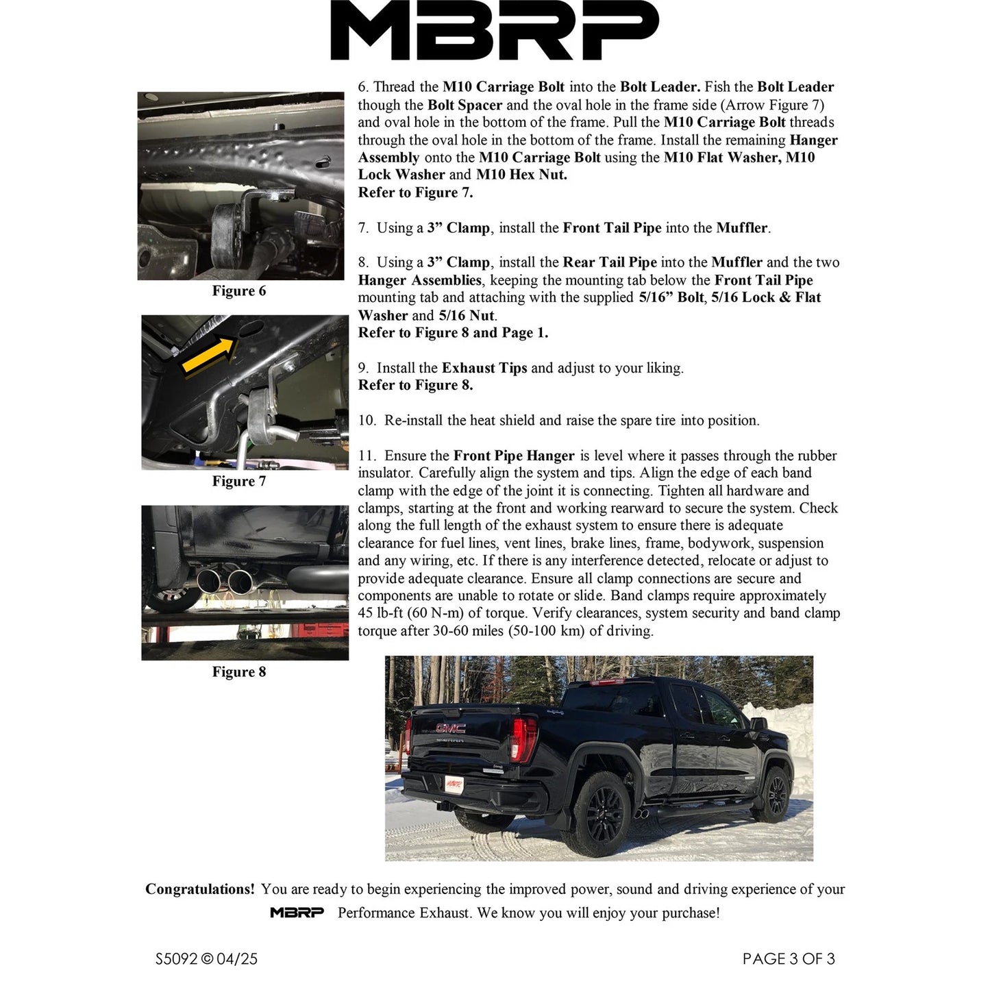 MBRP 2019+ Chevrolet Silverado 1500 4.5L/5.3L Pre-Axle Dual Side Exit w/ 4in OD Tip- Black Coated