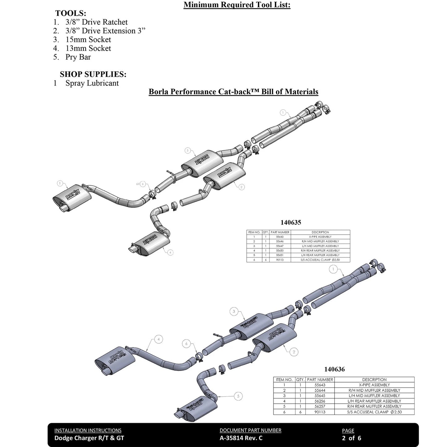 Borla 19-23 Dodge Charger GT 3.6L V6 RWD ATAK Catback Exhaust - Black Chrome Tips