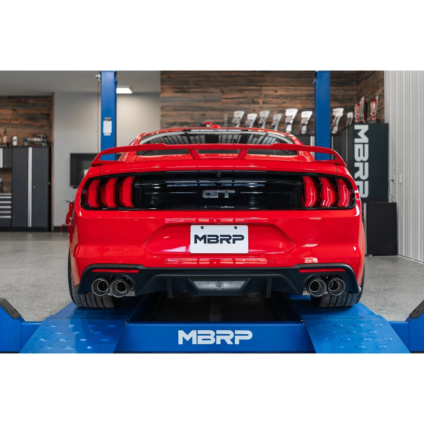 MBRP 18-20 Ford Mustang GT 5.0 w/ Quad Tip Active Exhaust Cat Back Split Rear T304 w/ Carb Fib Tips