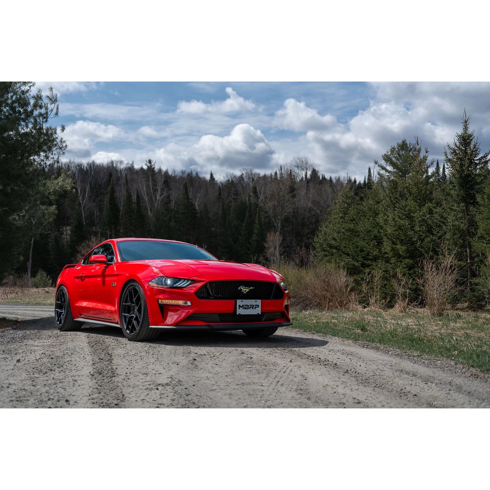 MBRP 18-19 Ford Mustang GT 5.0 3in Dual Split Rear Cat Back w/ Quad 4in Dual Wall Tips- Black Coated