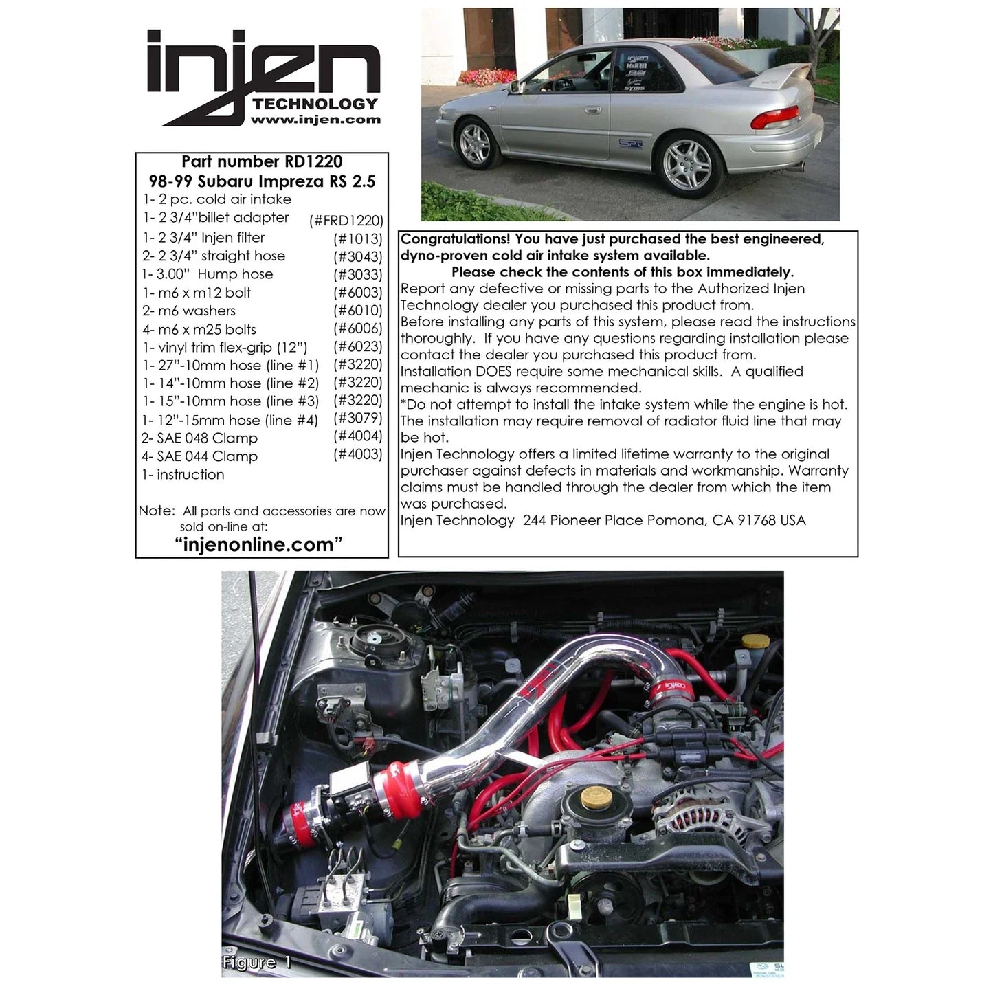 Injen 98-99 RS 2.5L Black Cold Air Intake