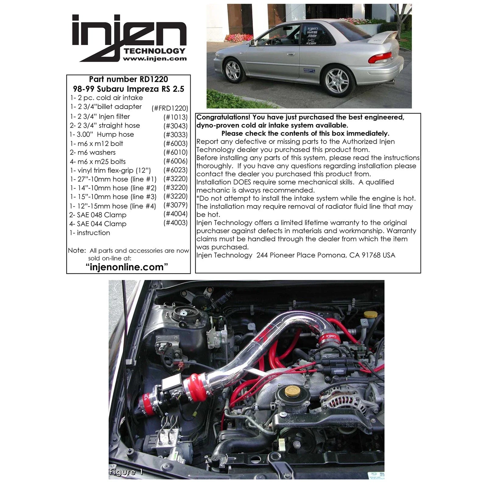 Injen 98-99 RS 2.5L Black Cold Air Intake