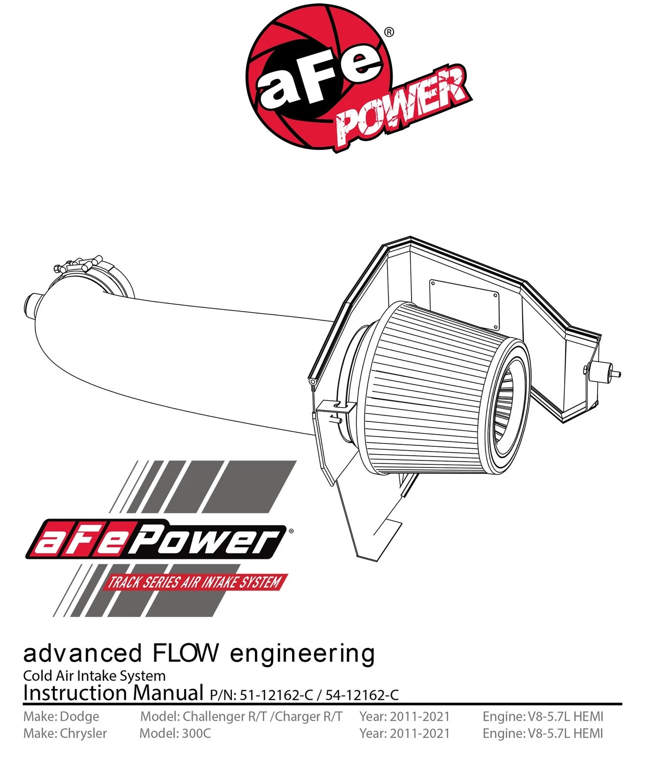 aFe MagnumFORCE Intakes Stage-2 P5R Carbon Fiber AIS 11-17 Dodge Challenger/Charger V8-5.7L Hemi