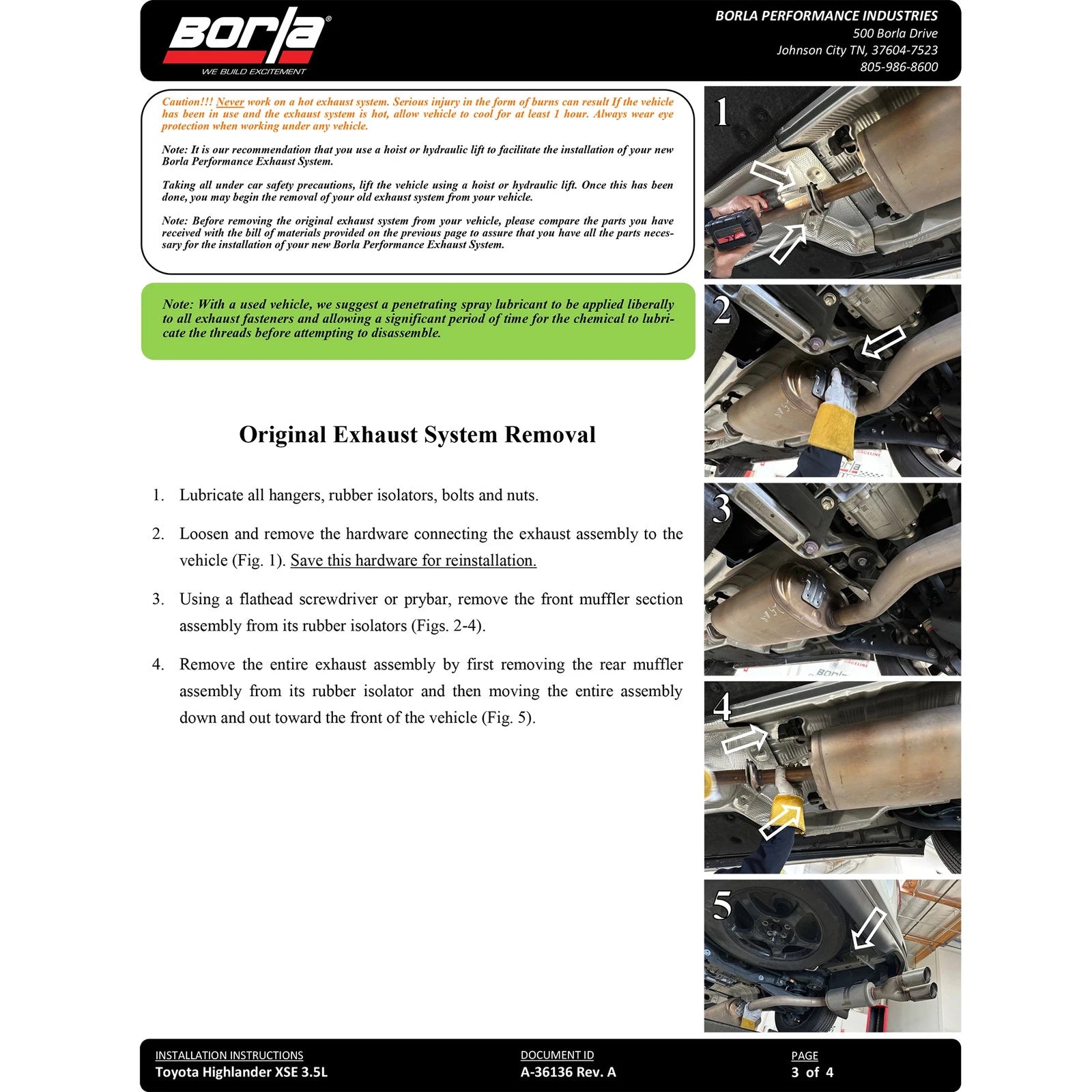 Borla 21-22 Toyota Highlander XSE V6 S-Type Axle-Back