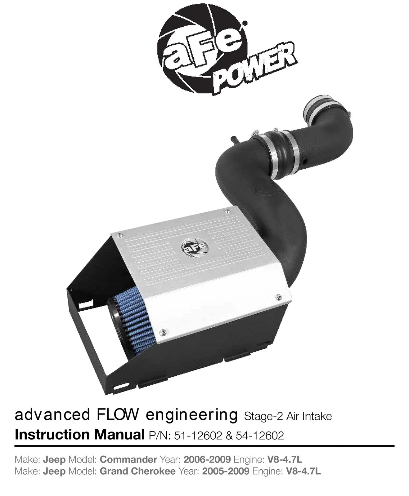 aFe MagnumFORCE Intake System Stage-2 PRO 5R 06-09 Jeep Commander (XK) V8 4.7L