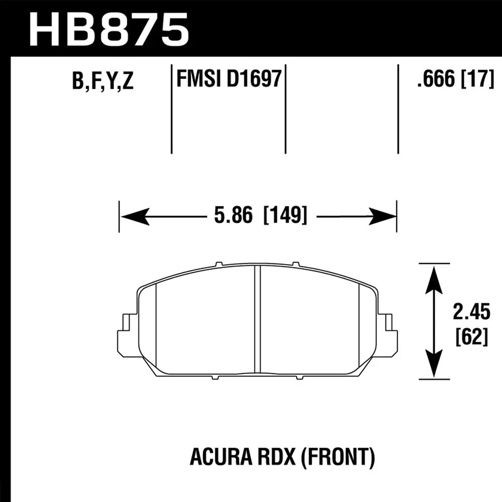 Hawk 14-17 Acura RDX/RLX HPS Street Front Brake Pads