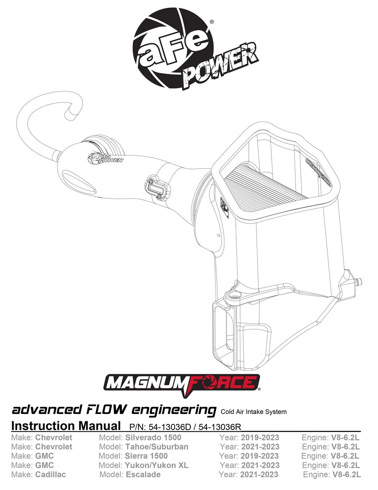 aFe MagnumFORCE Intake Stage-2 Pro Dry S 2019 GM Silverado/Sierra 1500 V8 6.2L