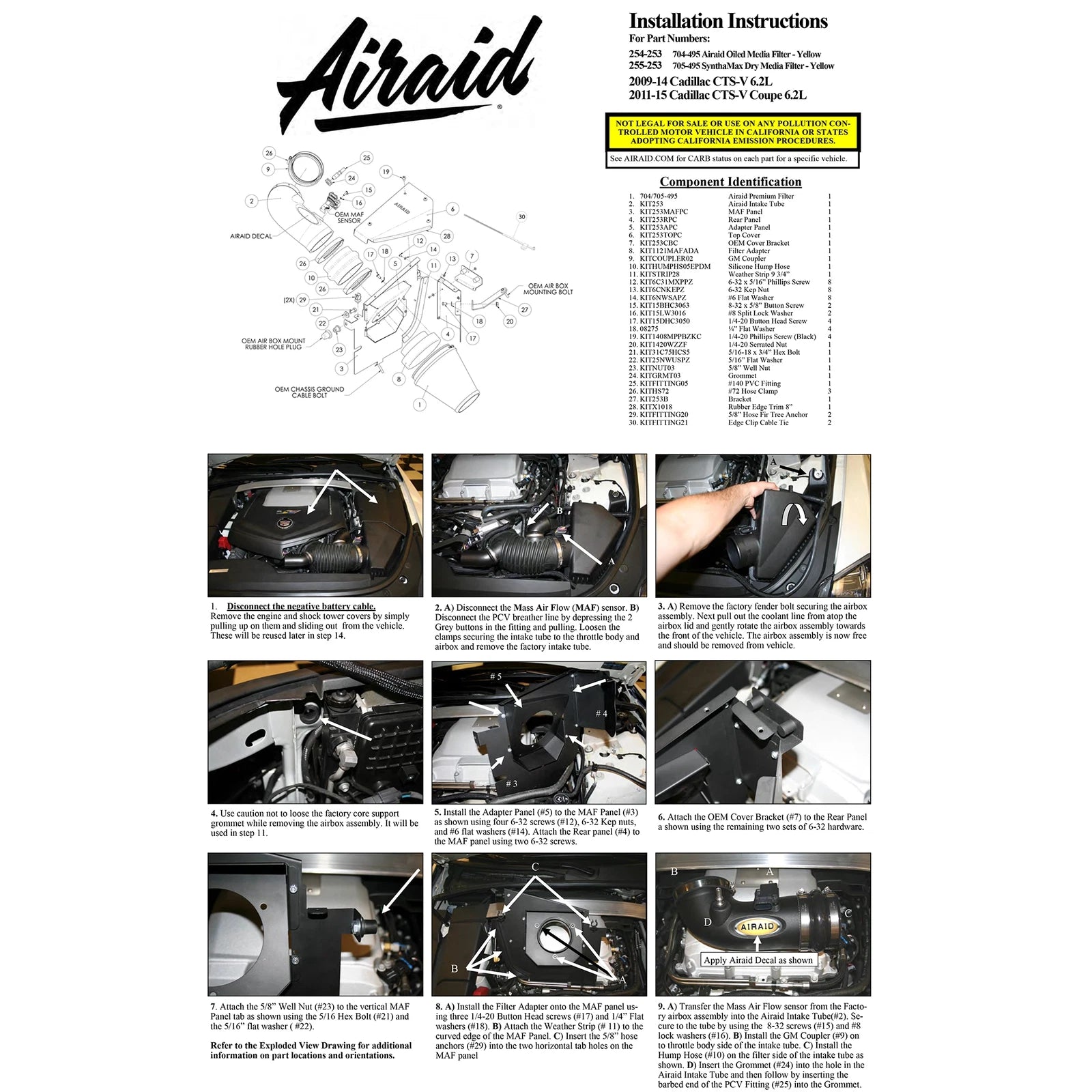 Airaid 09-15 Cadillac CTS-V Intake System w/ Tube (Dry / Yellow Media)