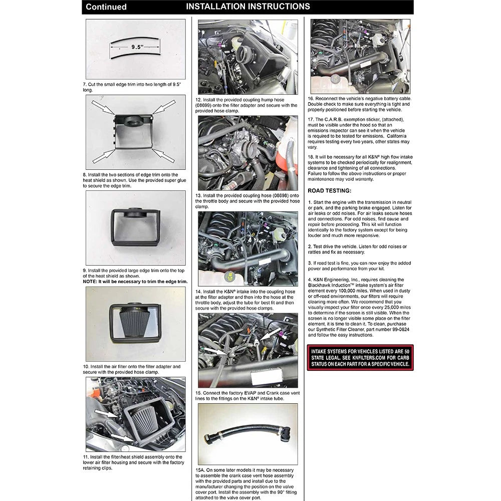K&N 2015 Ford F150 5.0L V8 Blackhawk Performance Intake Kit