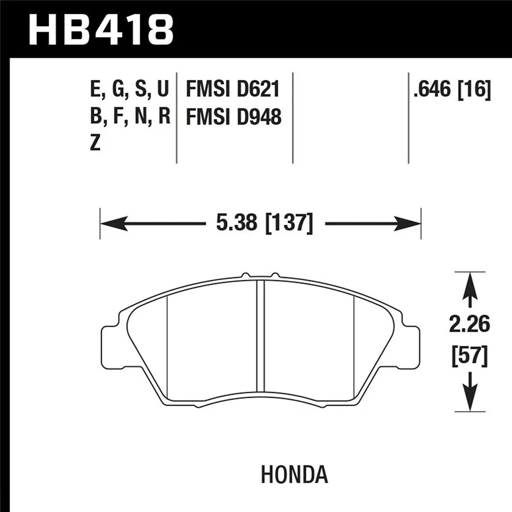 Hawk 02-06 RSX (non-S) Front / 03-09 Civic Hybrid / 04-05 Civic Si HPS Street Rear Brake Pads