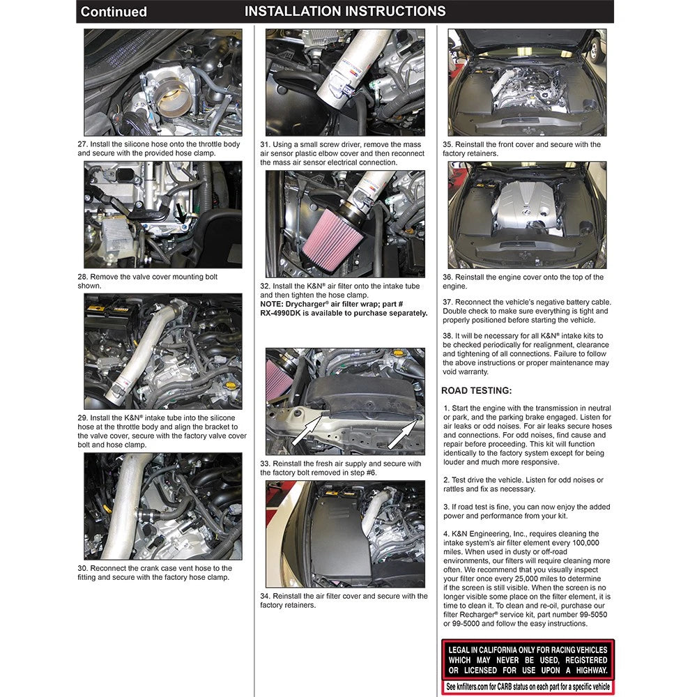 K&N 07-09 Lexus GS35 V6-3.5L Polished Typhoon Intake
