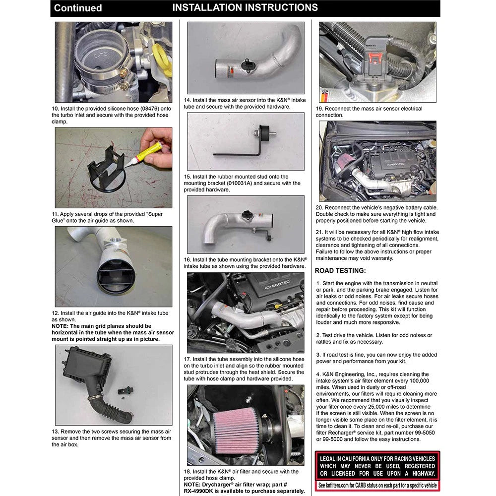 K&N 12 Chevy Sonic 1.4L Silver Typhoon Performance Intake