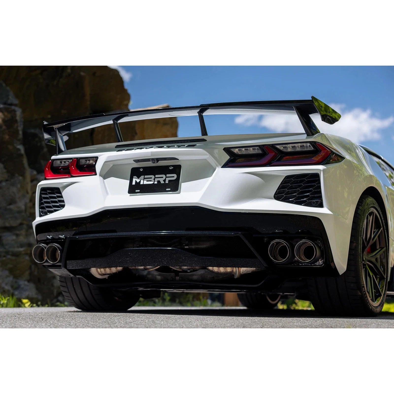 MBRP 20-24 Chevrolet Corvette C8 3in Active Cat Back Quad Split Rear Exit Exhaust w/ AFM Sims