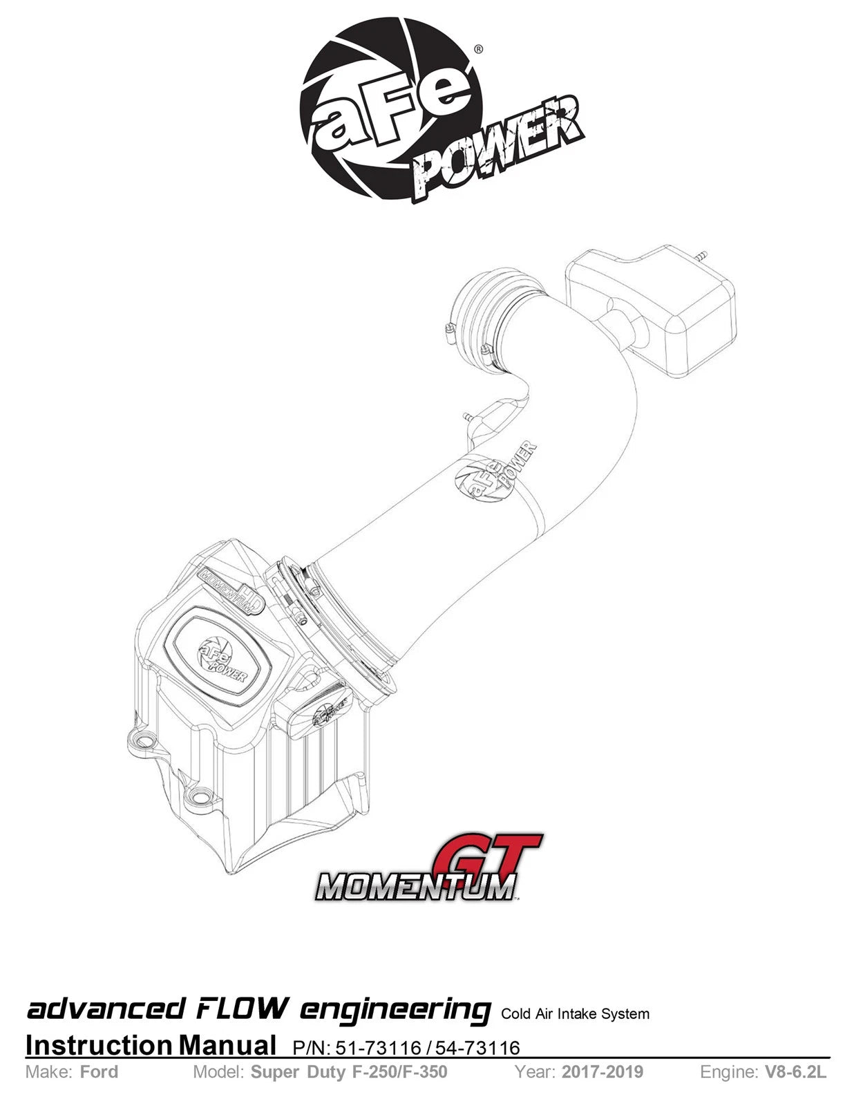 aFe Momentum GT Pro 5R Cold Air Intake System 2017 Ford Superduty V8-6.2L