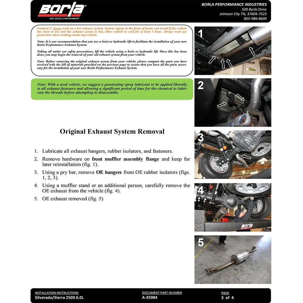 Borla 15-19 Chevy Silverado 2500 6.0L CC/STD Bed/153.7in WB S-Type Catback Exhaust