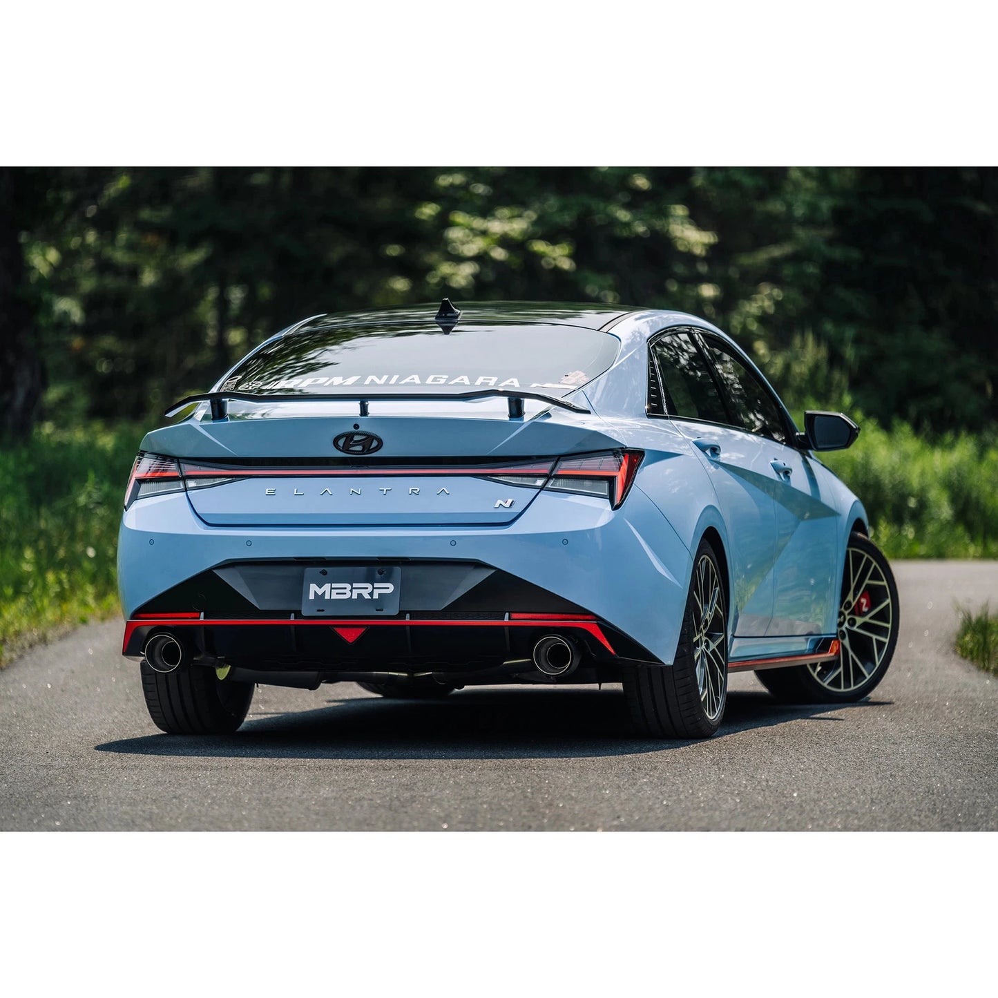 MBRP 22-23 Hyundai Elantra N 2.0L Turbo T304 5in OD CF Tips Dual Outlet 3in Cat Back Exhaust