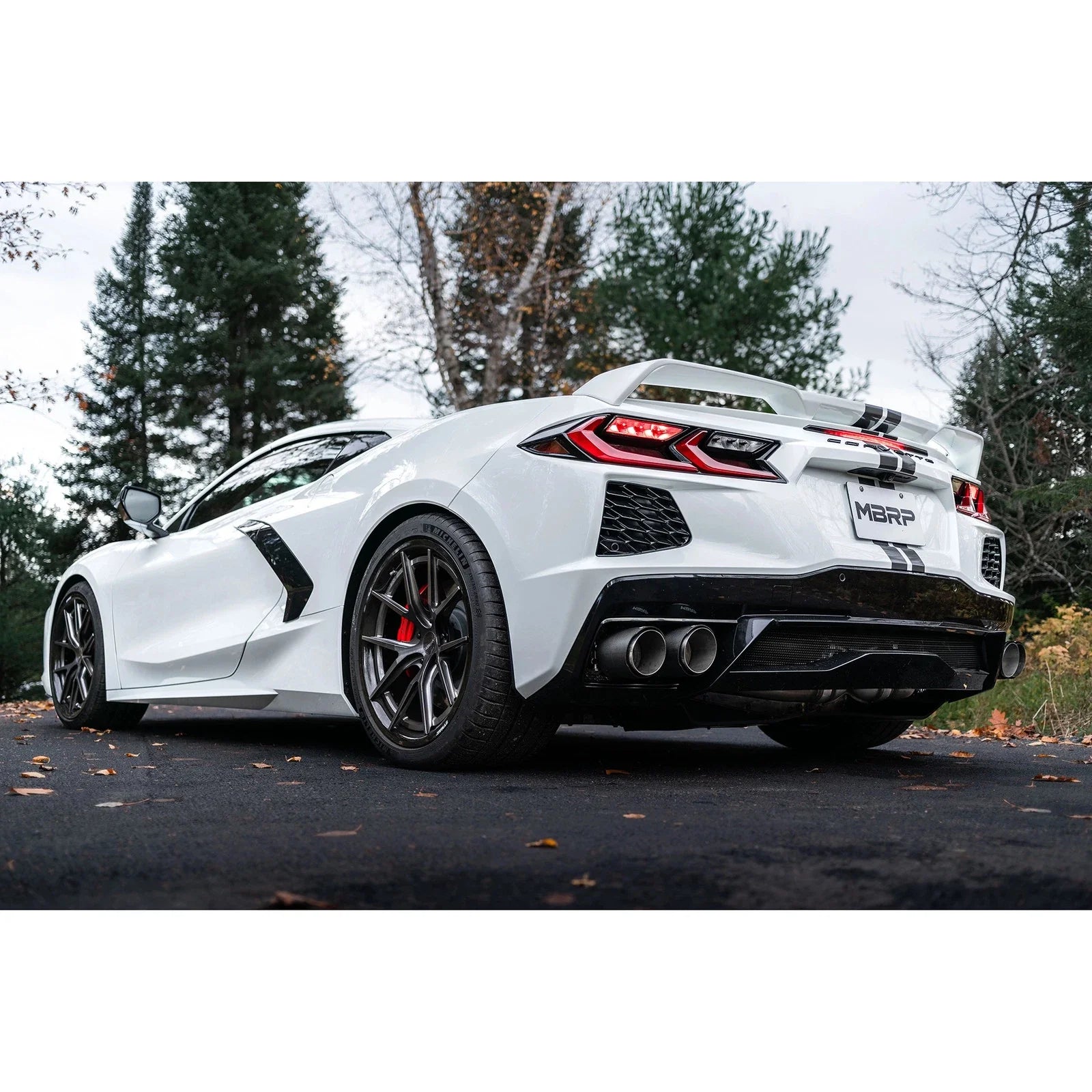 MBRP 20-23 Chevrolet Corvette C8 3in Cat Back Quad Split Rear Exit w/ Carbon Fiber Tips - T304