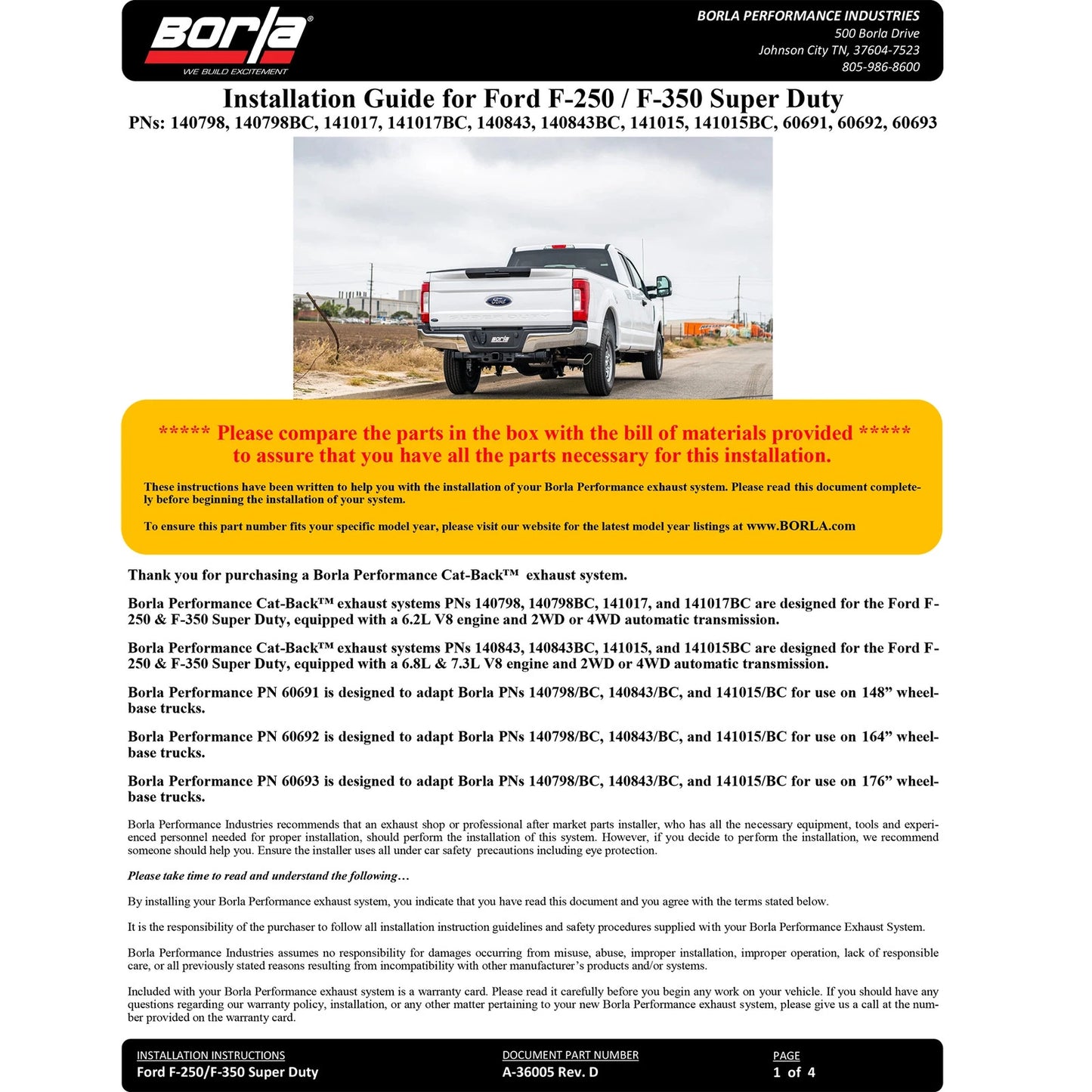 Borla 20-25 Ford F250/F350 Super Duty 7.3L V8 4dr 2.75in-3in ATAK Cat-Back Exhaust - Blk Chrome
