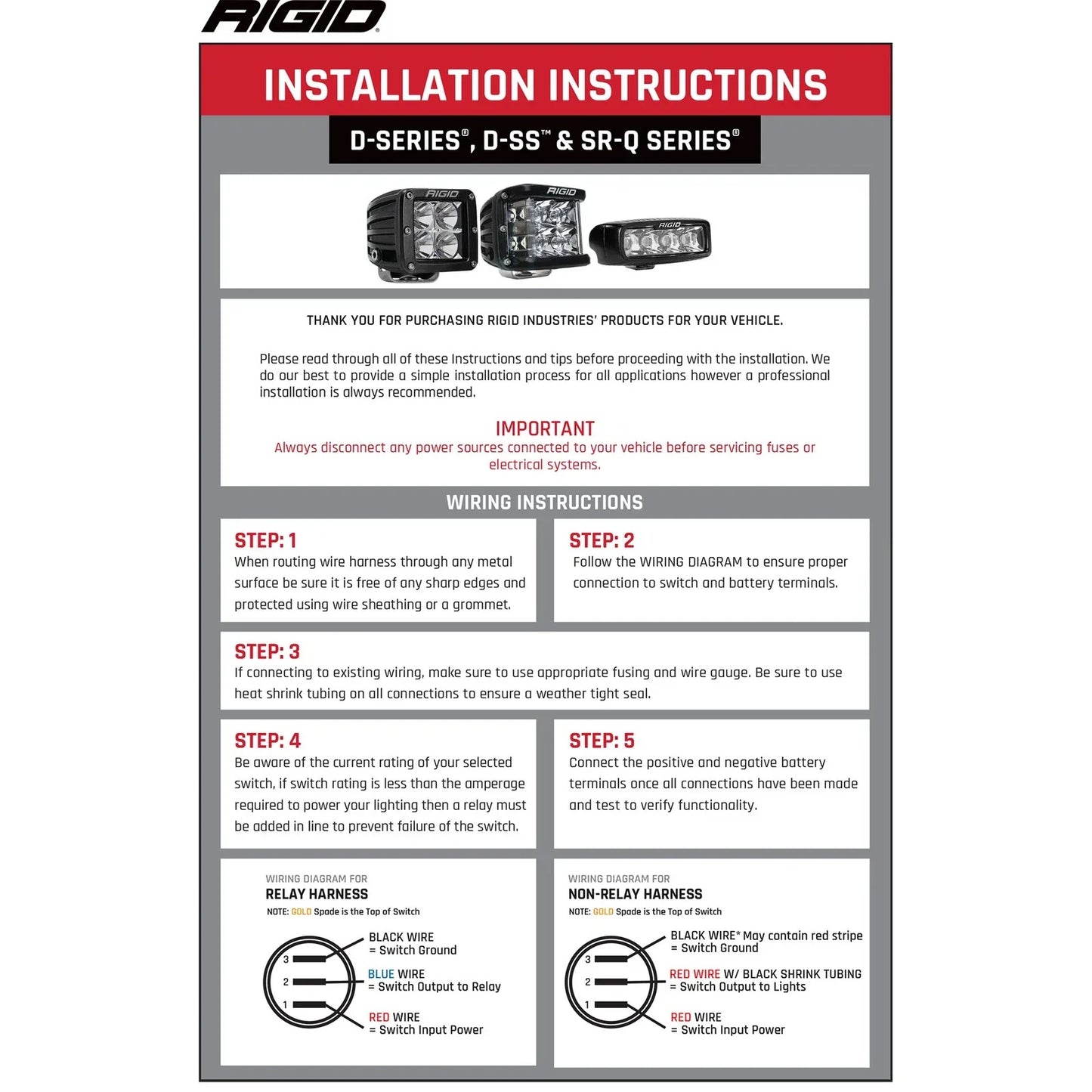 Rigid Industries SRQ - Flush Mount - Diffused - Back Up Light Kit