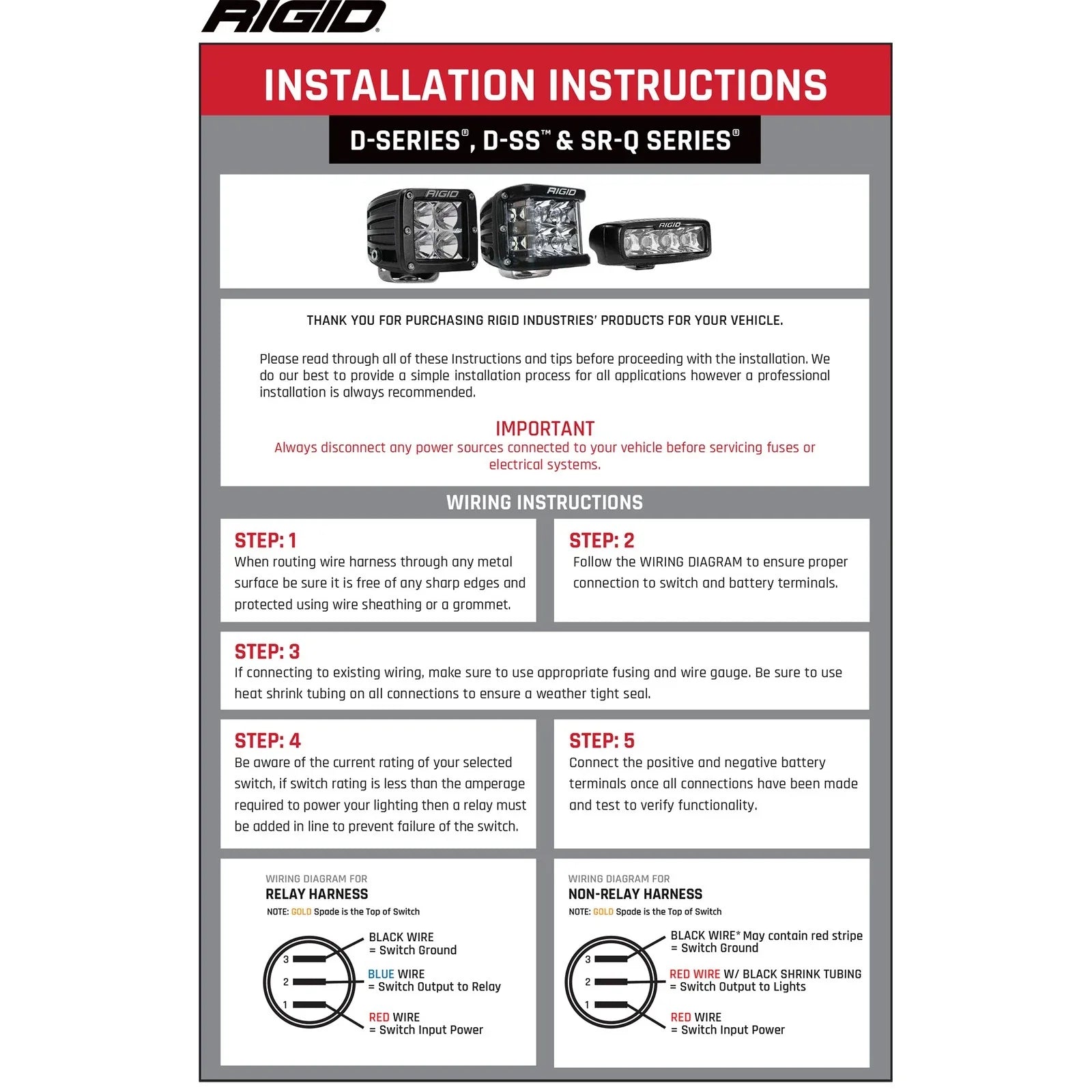 Rigid Industries SRQ - Flush Mount - Diffused - Back Up Light Kit