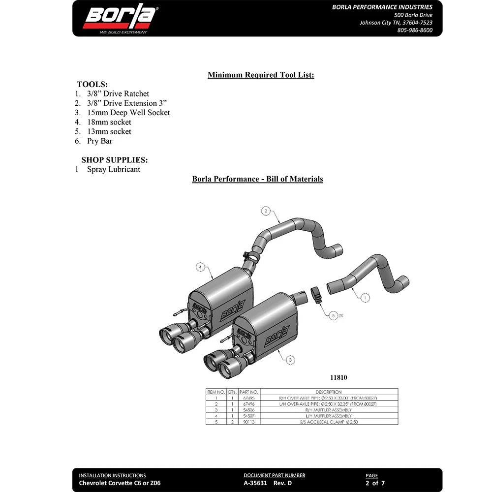 Borla 09-12 Chevy Corvette C6 Coupe/Convertible 6.2L 8cyl Aggressive ATAK Exhaust