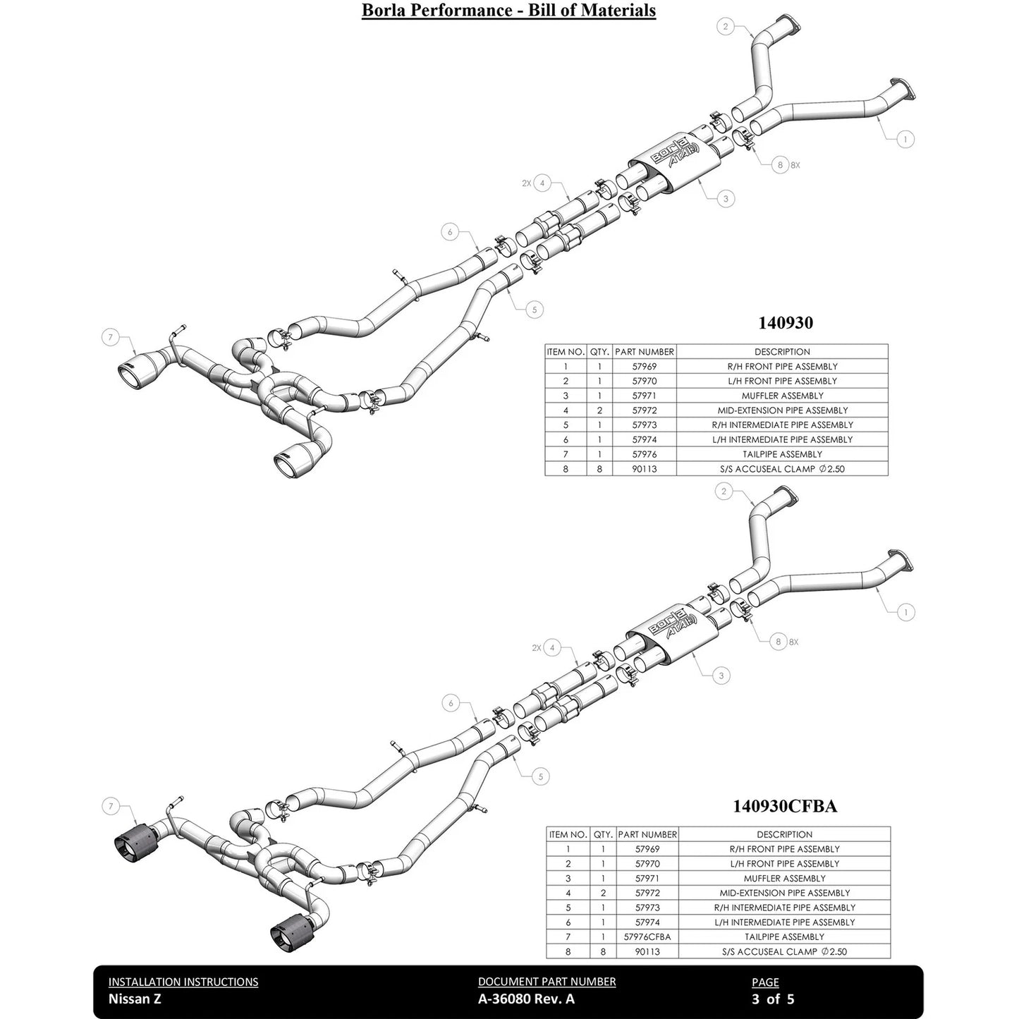 Borla 22-24 Nissan Z 2.5in ATAK Cat Back Exhaust 4.5in Tip - Carbon Fiber Black Anodized