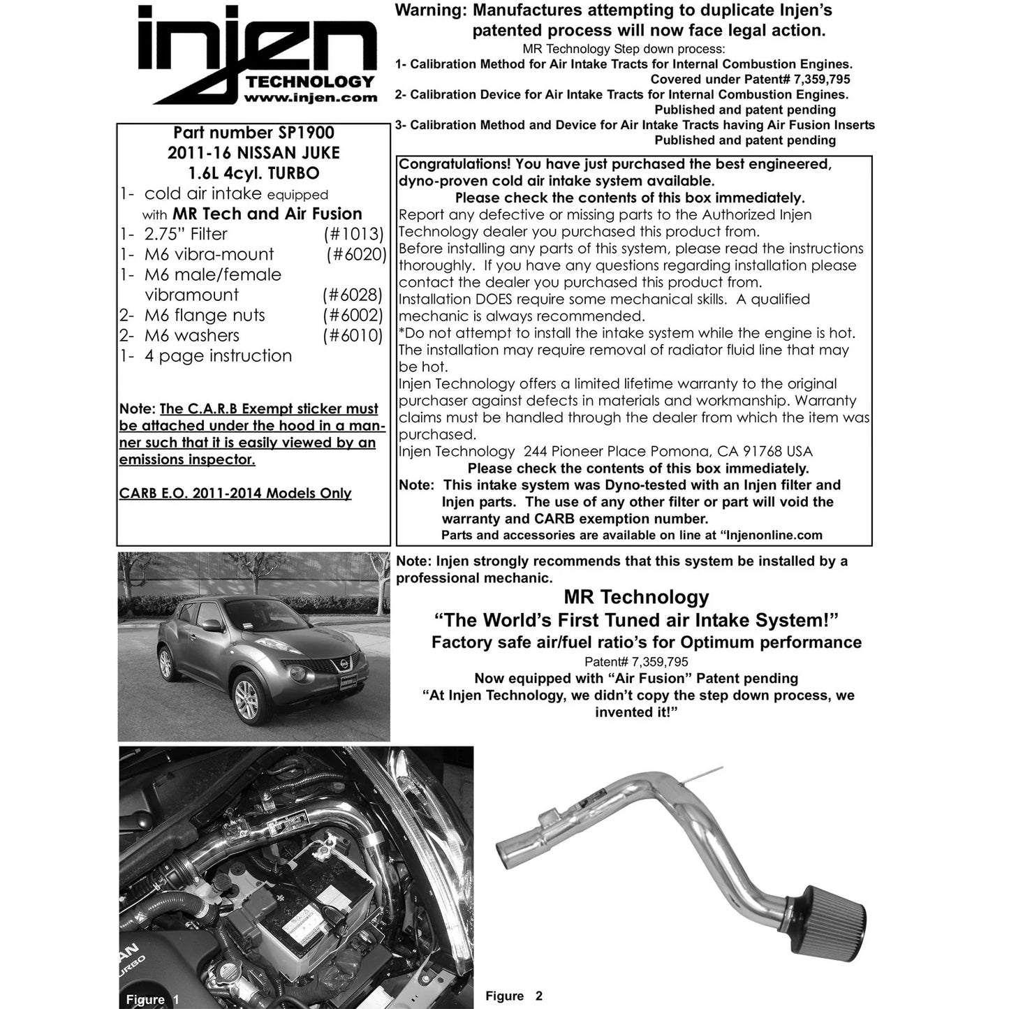 Injen 11-17 Nissan Juke 1.6L Turbo CVT (incl Nismo) Polished Short Ram Intake