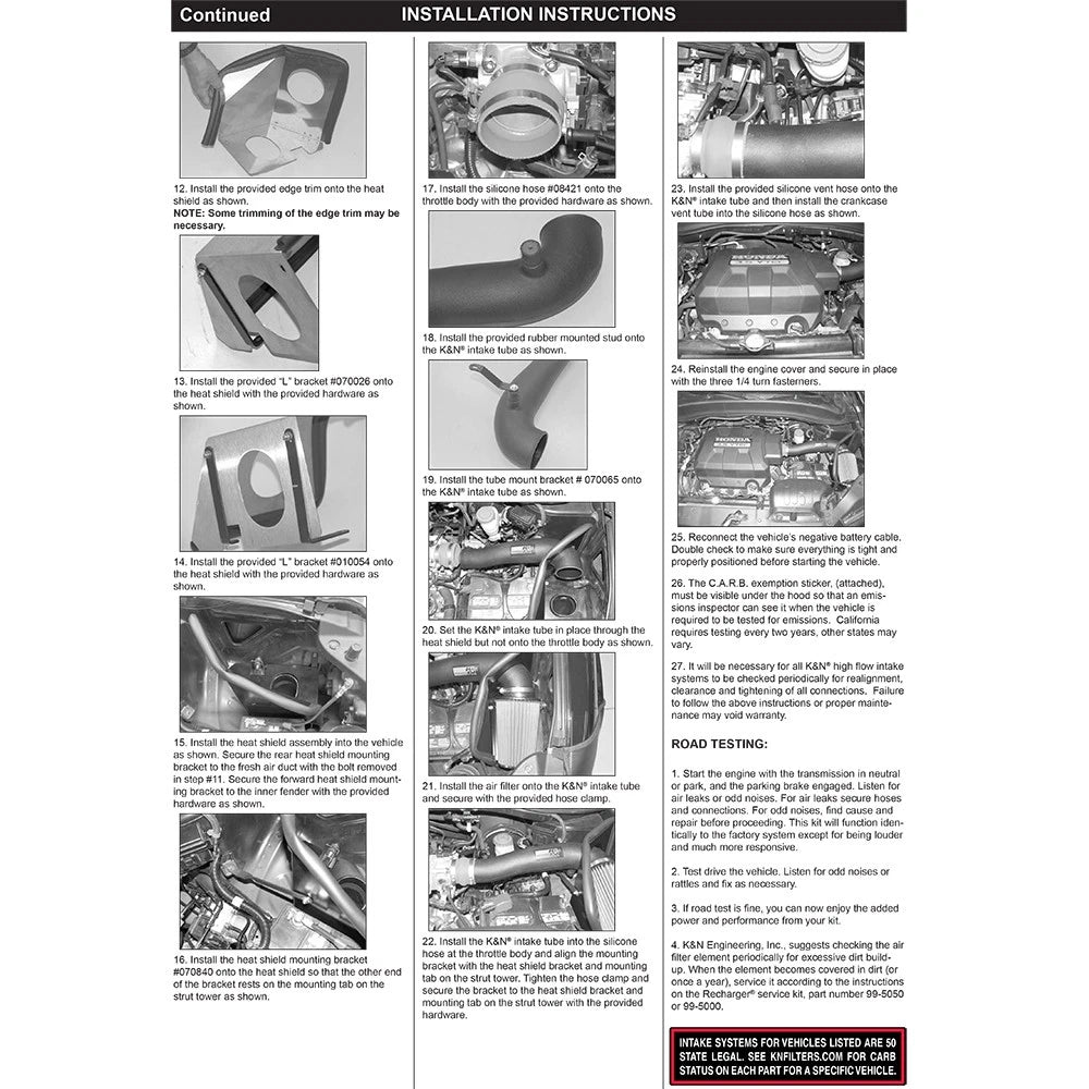 K&N 05-06 Honda Ridgeline V6-3.5L Performance Intake Kit