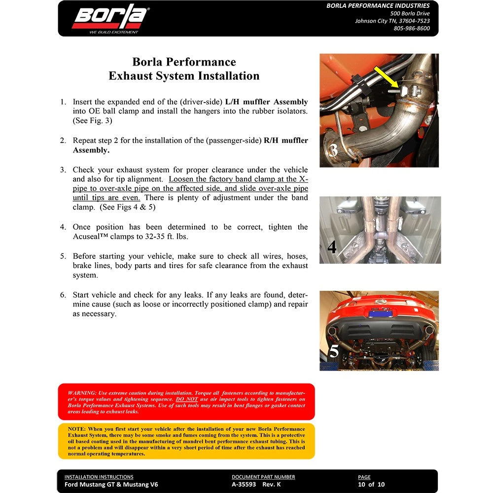 Borla 2011-2012 Ford Mustang GT 5.0L 8cyl 6spd RWD Aggressive ATAK Exhaust (rear section only)